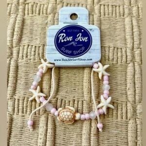 RON JON SURF SHOP Pastel Pink & Cream Turtle & Starfish Bracelet